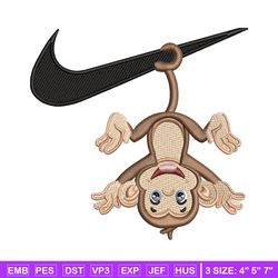 Nike x monkey embroidery design, Monkey embroidery, Nike design, Embroidery shirt, Embroidery file, Digital download