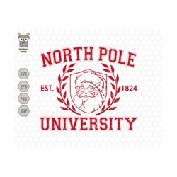 North Pole University Svg, Merry Christmas, Santa Claus Svg, Retro Christmas Svg, Varsity Christmas Svg, Christmas Shirt