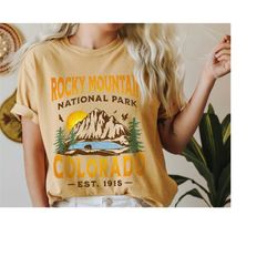 Rocky Mountain Shirt, National Park TShirt, Boho Comfort Colors T-Shirt, Trendy Retro Colorado Vintage Graphic Tee, Trav