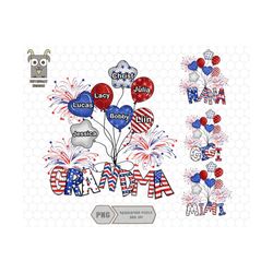 Personalized 4th of July Grandma Png, Nana Little Balloon,  American Flag, Patriotic Mimi Balloon Png, Custom Kids Shirt