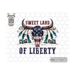 Sweet Land of Liberty Png, 4th of july Png, Western Design Png, Independence day Png, Fourth of july Png, Bull Skull Png