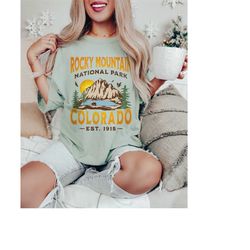 Rocky Mountain National Park Shirt, Retro Comfort Colors TShirt, Trendy Boho Colorado Vintage Graphic Tee, Camping Road