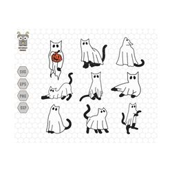 Funny Cat Ghost Svg Bundle, Cat Quotes Svg, Cute Cat Ghost, Cat Lovers, Halloween Cat Svg, Cat Halloween Svg,Funny Cat G