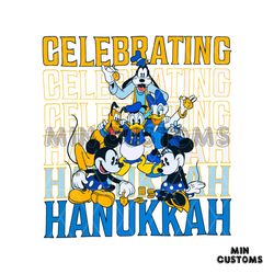 Mickey Mouse and Friends Celebrating Hanukkah Holiday SVG