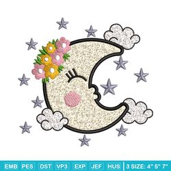 Moon cute embroidery design, Moon embroidery, Embroidery file, Embroidery shirt, Emb design, Digital download