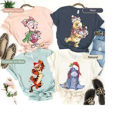 Disney Winnie The Pooh Christmas Lights Shirt,Santa Pooh Tigger Eeyore Piglet Christmas Vibes Sweatshirt,Disneyland Chri