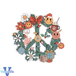 Retro Christmas Wreath Svg Smiley Face Christmas SVG File