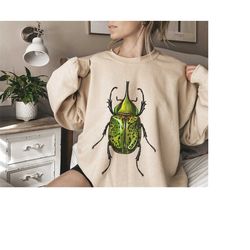 Cottagecore Beetle Sweatshirt Gift, Retro Vintage Botanical, Boho Aesthetic Sweater, Dark Academia Pullover, Light Acade