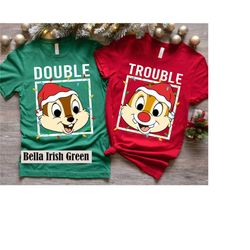 Disney Chip N Dale Double Trouble Christmas Lights T-Shirt, Chipmunks Disney Family Christmas Shirt, Xmas Couple Shirts,