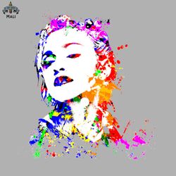 Madonna Portrait Watercolor Colorful Splatter Sublimation PNG Download