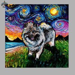 Keeshond Night Sublimation PNG Download