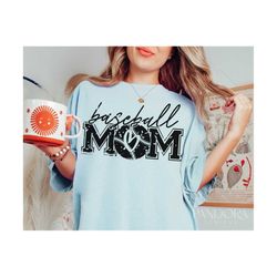 Baseball Mom Svg Png, Distressed Baseball Mama Svg, Gift for Grunge Mother's Day Svg Shirt Design Cut Cricut Silhouette