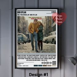 Bob Dylan Poster, The Freewheelin' Bob Dylan Album Poster, Bob Dylan Print, Bob Dylan Decor, Bob Dylan Wall Art, Bob Dyl