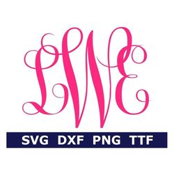 Monogram SVG  TTF Alphabet, Fancy Monogram, School Monogram, Digital Download, Cut Files, 52 svg/png/dxf files  installa