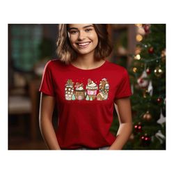 Gingerbread Christmas Coffee Shirt, Christmas Coffee Shirt,  Holiday Shirt, Xmas Tee, Coffee Lover Gift Shirt, Latte Dri