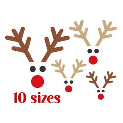 Rudolph Face Embroidery Design, MACHINE EMBROIDERY, Reindeer Embroidery, Christmas Embroidery, Digital Download, Filled