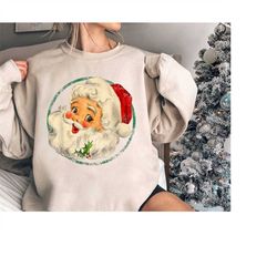 Retro Santa Sweatshirt, Christmas Santa Shirt, Vintage Santa Sweatshirt, Retro Christmas Santa, Christmas Shirt For Wome