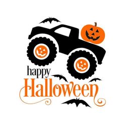 Happy Halloween SVG, Halloween Monster Truck SVG, Pumpkin SVG, Digital Download, Cut File, Sublimation, Clip Art (svg/dx