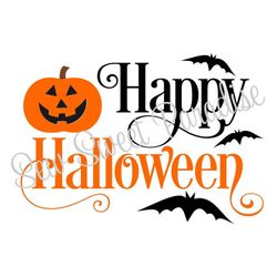 Happy Halloween SVG,  Bat SVG, Jack-o-lantern Pumpkin SVG, Digital Download, Cut File, Sublimation, Clip Art (individual