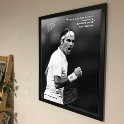 Roger Federer Poster, Roger Federer Famous Motivational Quotes Poster, No Framed, Gift