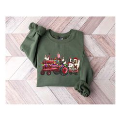 Farm Animals Christmas Sweatshirt, Christmas Farm Animals Truck Shirt, Christmas Animals Sweater, Country Christmas T-Sh