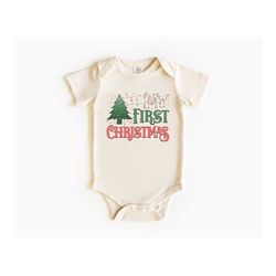 My First Christmas Baby Bodysuit, Christmas Tree Toddler Shirt, Newborn Christmas Outfit, Christmas Gift For Newborn