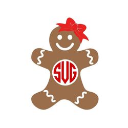 Gingerbread Girl Monogram SVG, Christmas Monogram Frame, Digital Download, , Cut File, Sublimation, Clipart (svg/dxf/png