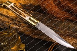 D2 Tool Steel Folding Balisongs Butterfly Trainer Knife Stainless Steel Dye Bone Inserts World Class Knives with Sheath