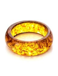 Thin mottled ring made of natural molded amber Vesuvius handmade ring single copy free shipping
