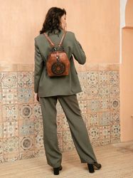 Women's backpack bag made of handmade genuine leather