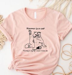 Karma is a Cat Purring in My Lap Shirt, Meet me at Midnight Shirt, Gift Shirt for 2023 Taylor Swiftie Concert, Fashion U
