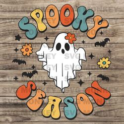 Spooky Season svg, cute ghost svg, happy halloween svg files for Cricut, Silhouette, Halloween shirt SVG EPS DXF PNG
