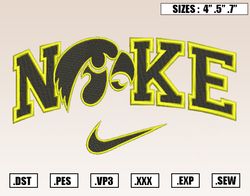 Nike x Iowa Hawkeyes Embroidery Designs, NCAA Embroidery Design File Instant Download