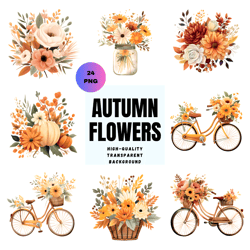 Pastelcolor Autumn Flower design Set of 24, Pastelcolor Floral Pattern,Flowers Digital Paper , Flower SVG, Pastelcolor