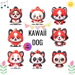 Kawaii Dog clipart, Cute dog clip art Kawaii dogy Kitty icons Pet illustrations Printable stickers Planner supplies