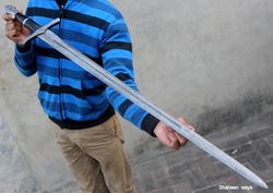 damascus steel sword custom handmade - 35.00" inches damascus steel battle ready sword outdoor hunting sword