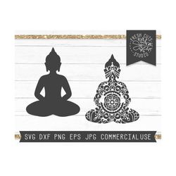 Buddha SVG Cut File, Buddha Mandala Svg, Buddha Silhouette, Lotus svg, Hindi Svg, Meditation svg, Zen Svg, Mandala Lotus
