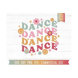 Dance SVG Cut File, Retro Dance PNG for Sublimation, Dancer Sublimation Designs Digital Download, Flowers, Smile Face, B