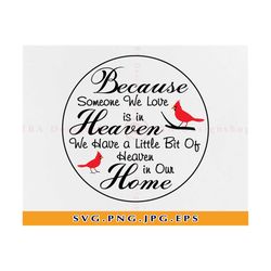 Because someone we love is in heaven we have a little bit of heaven in our home Svg, Christmas Svg,Cardinal Svg,Svg File