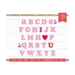 Valentine Alphabet SVG I Love You abc Cut File for Cricut Silhouette dxf png eps jpg, Kids Valentine's Day svg for Teach