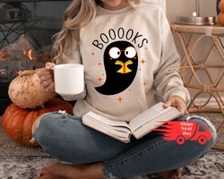 Booooks Sweatshirt and Hoodie, Ghost Books, Halloween Teacher T-Shirt, Halloween Reading Shirt, Librarian Shirt, Bookwor