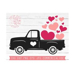 Valentine Truck SVG Digital Cut Files, Instant Download, Heart Valentines Day Vintage Truck Cutting File, CriCut Cuttabl