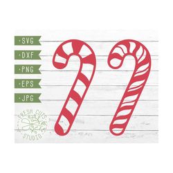 Candy Cane SVG Cut Files, Silhouette Cameo Cricut, Dxf Svg PNG, Christmas Holiday Candy Cane Design, Commercial Use Inst