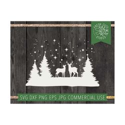 Winter Scene SVG Cut File for Cricut, Deer svg, Snowy Woods svg, Snowy Christmas Svg Scene, Pine Trees, Snow, Christmas