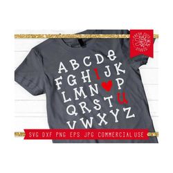 ABC I Love You Svg Cut File for Cricut, ABC Svg, Alphabet Svg, Valentine's Day SVG for Kids, Valentine Svg Heart, Silhou