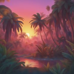 Digital Art, Illustration, Tropical Island 4, Digital Download.
