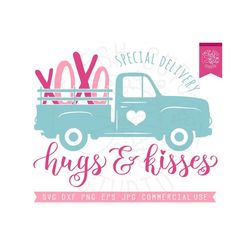 Truck Valentine SVG Cut Files, Xoxo Valentine Svg, Hugs and Kisses Svg, Special Delivery Truck Svg, Vintage Truck svg, H