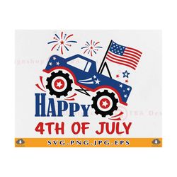 Happy 4th july SVG, 4th of july svg truck SVG, July 4th Svg, 4th of July Shirt SVG, Monster truck, Kids Patriotic, Files
