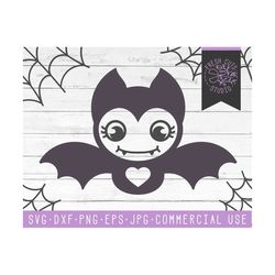Cute Bat SVG Cut Files, Kawaii Bat Clipart Clip Art, Heart Halloween Bat SVG Files for Cutting, Vinyl Printable, Commerc