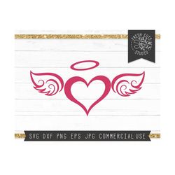Heart SVG, Angel Wings Svg Cut File for Cricut, Heart with Wings Svg, Halo svg, Memorial Svg, Angel Svg Instant Download